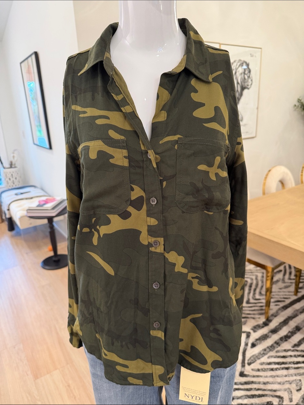 Rock & Republic Army Green Camo  Shirt